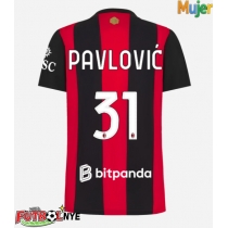 Camiseta AC Milan Strahinja Pavlovic #31 Primera Equipación para mujer 2026-27 manga corta